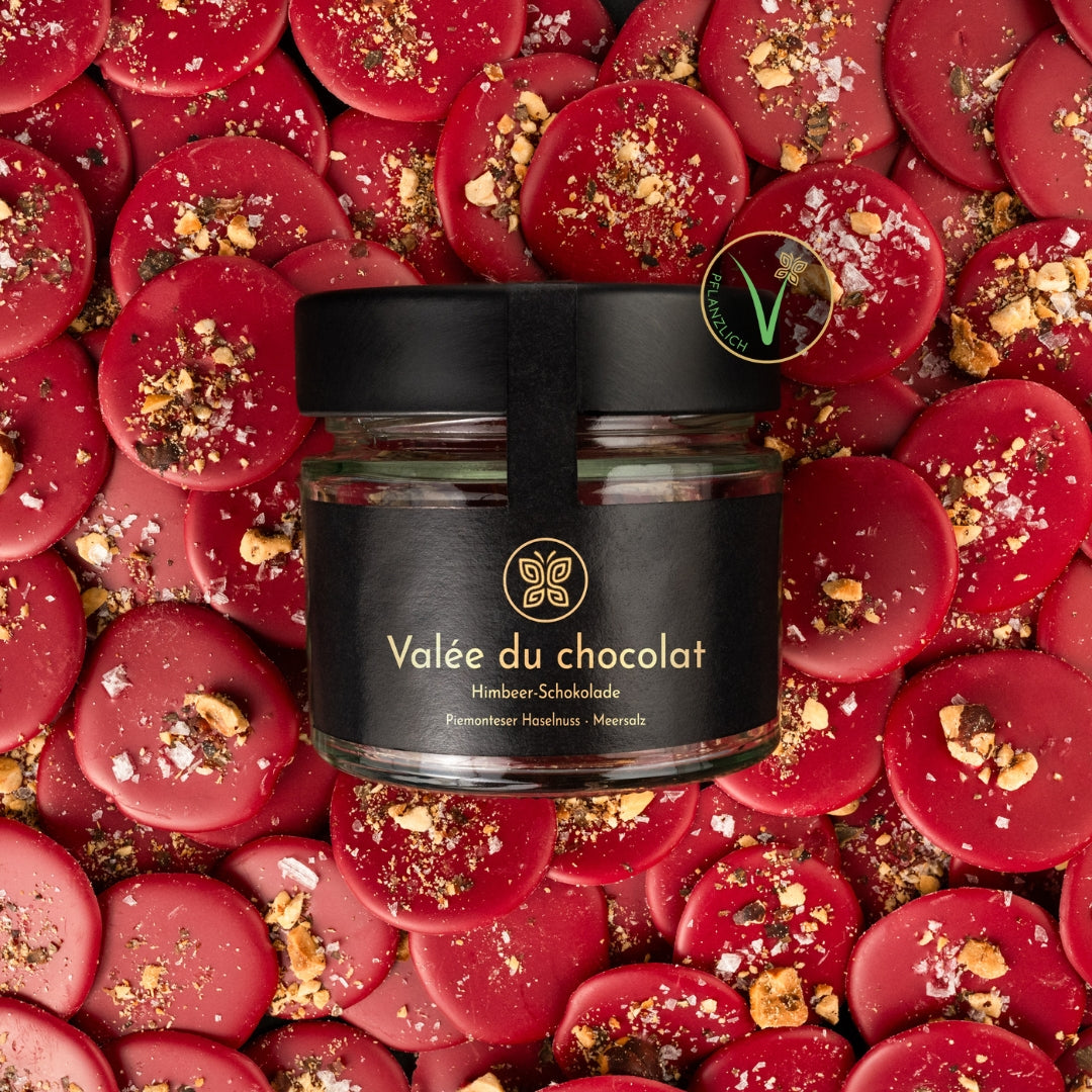 Vallée du chocolat - Himbeer-Schokolade • Piemonteser Haselnüsse Vallée du chocolat - Himbeer-Schokolade • Piemonteser Haselnüsse