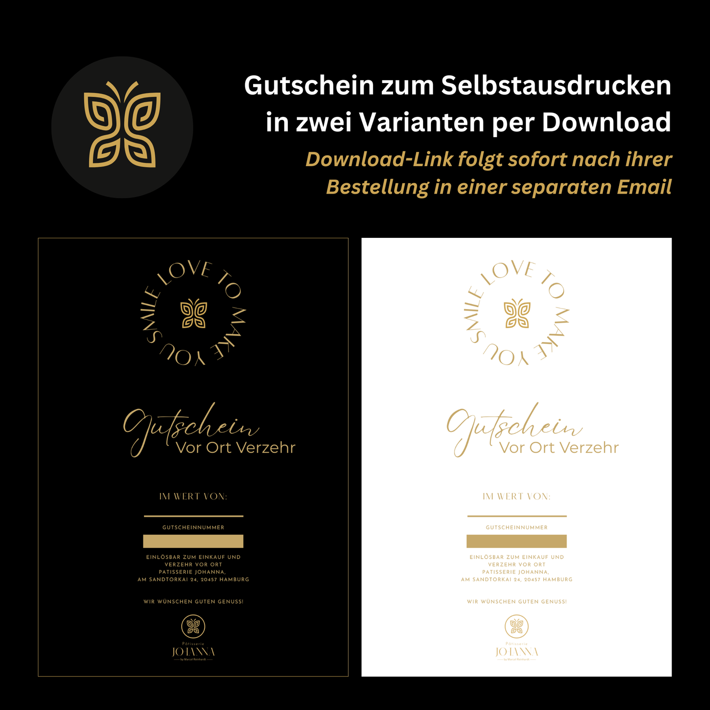 Johannas Geschenk-Gutschein zum Selbstdrucken (Nur Store Hamburg)