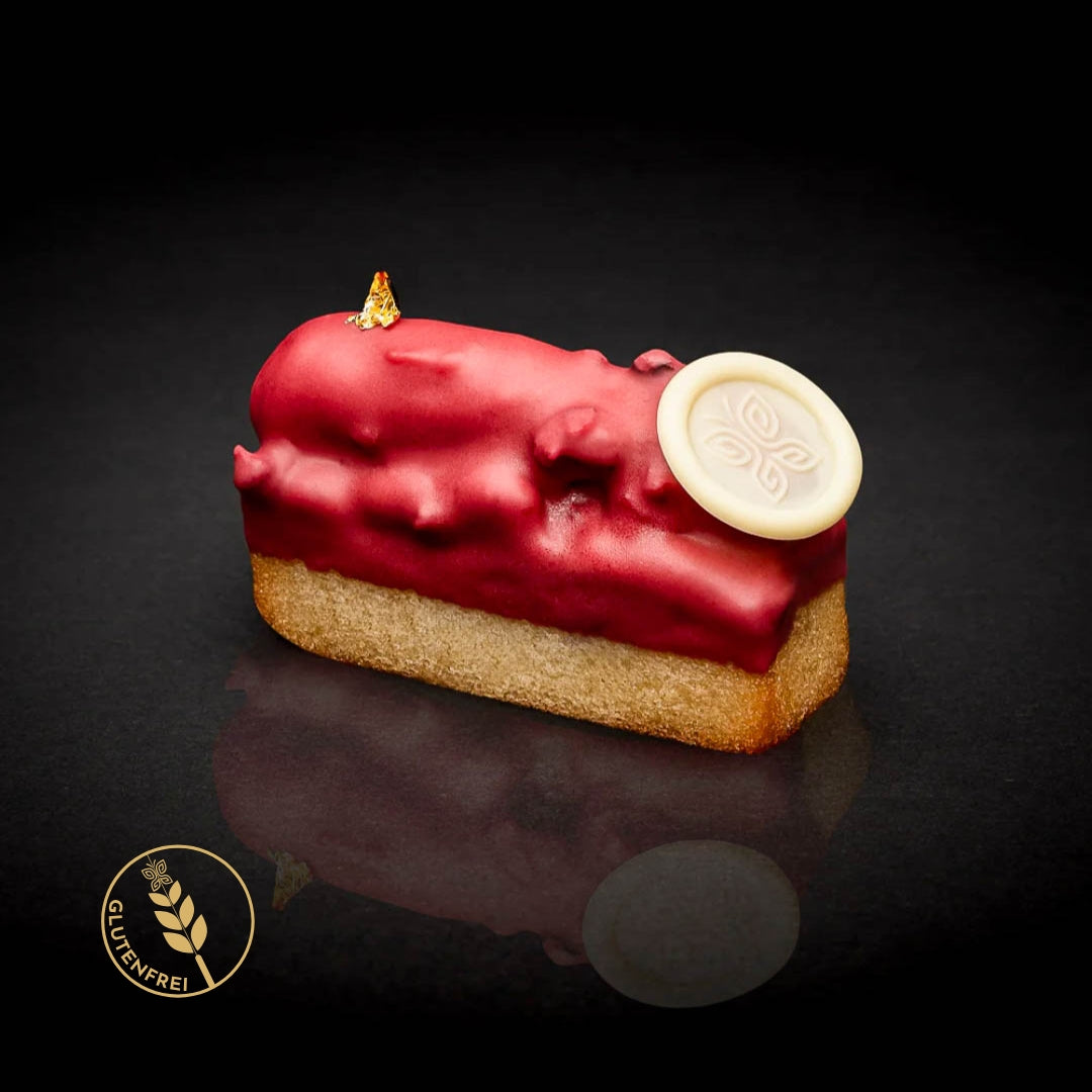Travel Cake – Himbeere Zitronenfinancier-Vanille Ganache