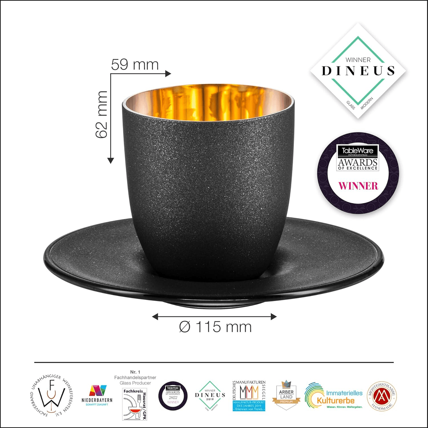 Eisch® x Patisserie Johanna - Espressoglas Cosmo mit Untersetzer 24 Karat