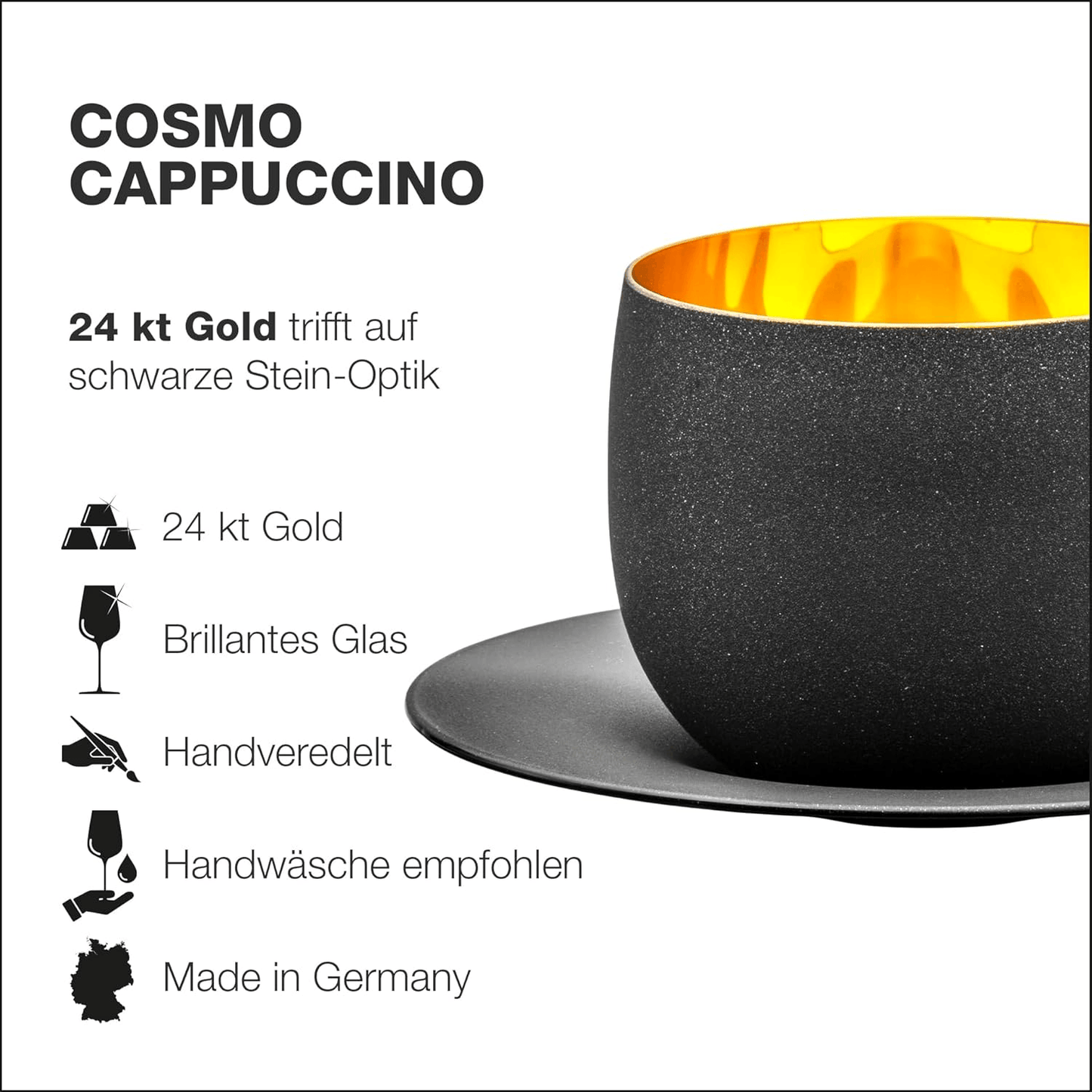 Eisch® x Patisserie Johanna - Cappuccinoglas Cosmo mit Untersetzer 24 Karat