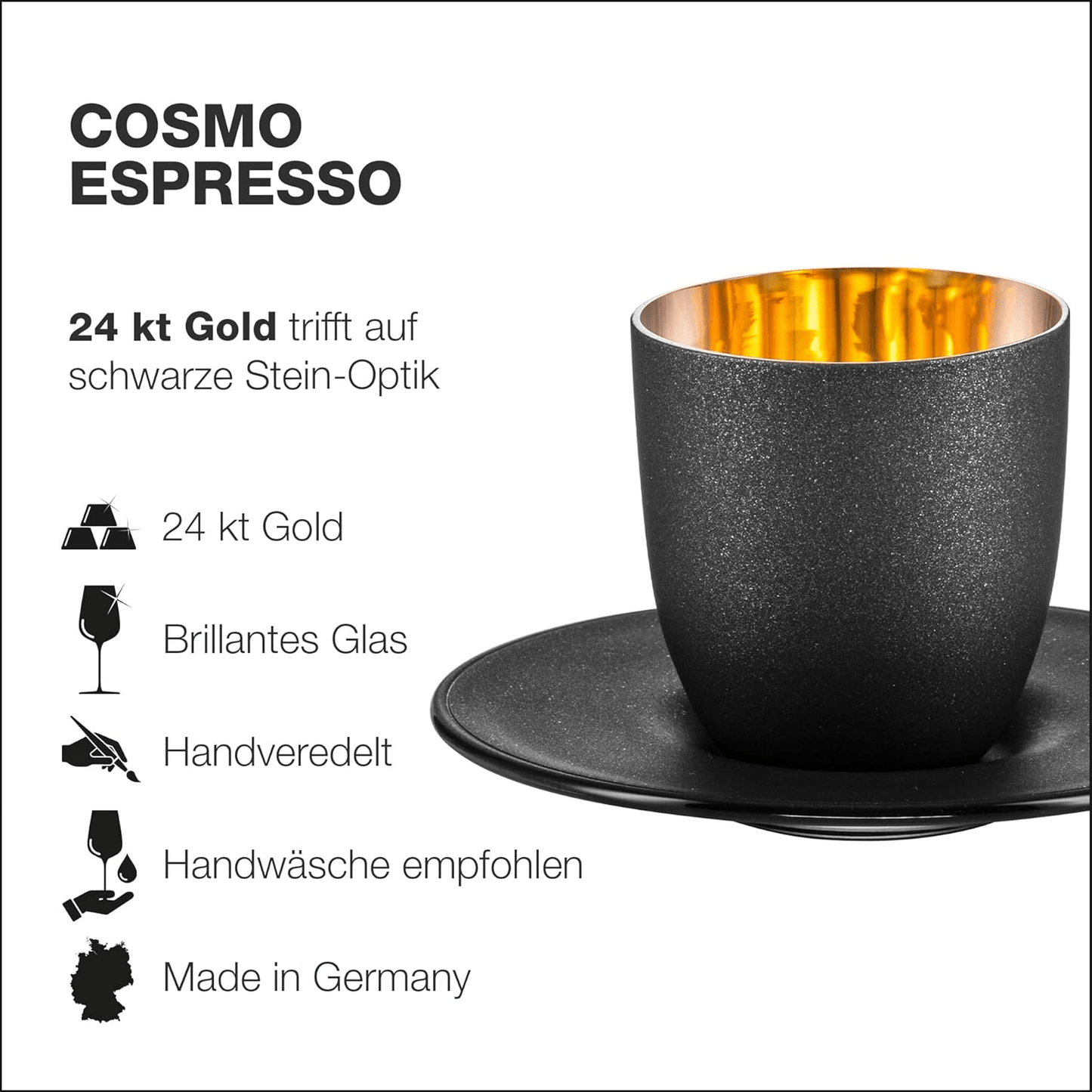 Eisch® x Patisserie Johanna - Espressoglas Cosmo mit Untersetzer 24 Karat
